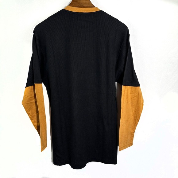 DJC Designer Jeans Co VTG NWT New York NYC Black Waffle Thermal Shirt Y2K Large - Picture 8 of 8